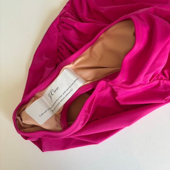 J.Crew Radiant Fuchsia Ruched V-Neck One Piece Swimsuit Women’s Size 14 NWT - Picture 5 of 10